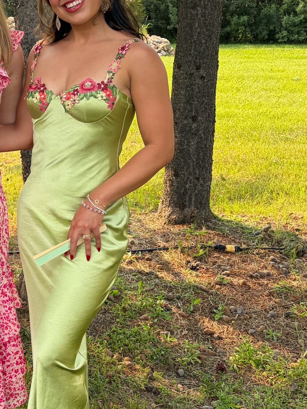 Hello Molly Green Dress with Embroidered Floral Bra - Picture 3 of 3